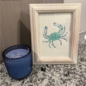 Original Watercolor Coastal Crab Framed Art